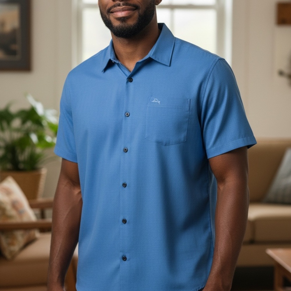Tommy Bahama Men's Casual Blue Button Down Shirt